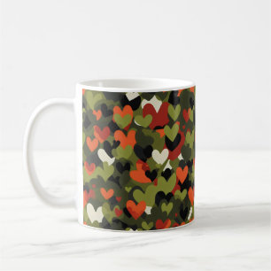 Caneca De Café Padrão de Coração Vermelho Verde