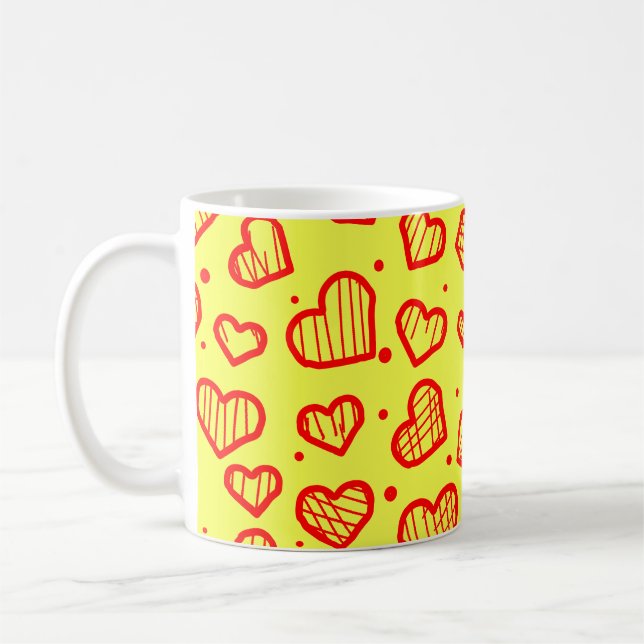 Caneca De Café Padrão de Corações (Esquerda)
