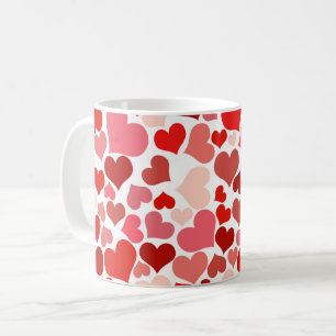 Caneca De Café Padrão De Corações, Corações Vermelhos, Amor