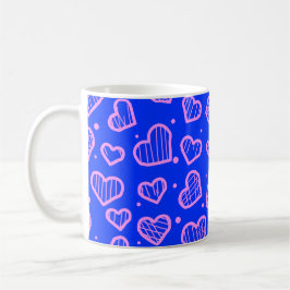 Caneca De Café Padrão de Corações - Inspirado no Dia dos Namorado