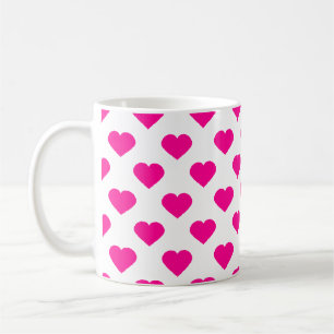 Caneca De Café Padrão de Corações Rosa