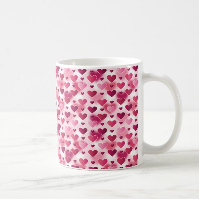 Caneca De Café Padrão de Corações Rosa (Direita)