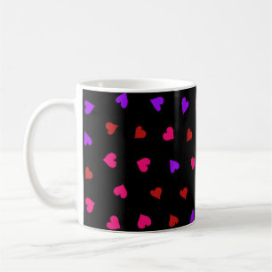 Caneca De Café Padrão de Corações Vermelho, Rosa e Púrpura