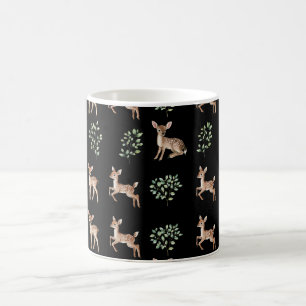 Caneca De Café Padrão de Cores Aquecidas e Folhas