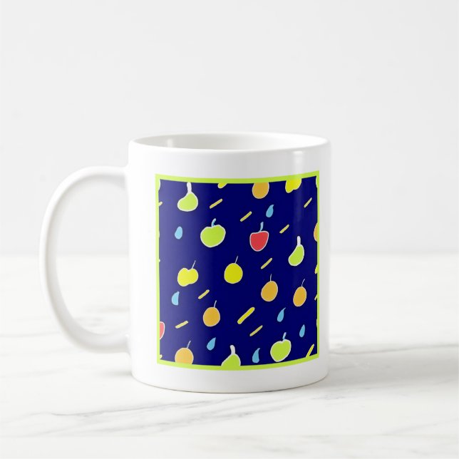 Caneca De Café Padrão de Cores Neon Tropicais do Fruta (Esquerda)