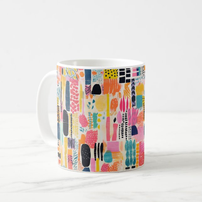 Caneca De Café Padrão de Cores Vibrantes (Frente Esquerda)