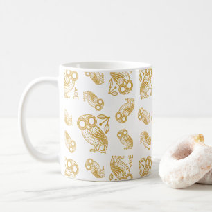 Caneca De Café Padrão de Coruja Ateniense Grega Antiga