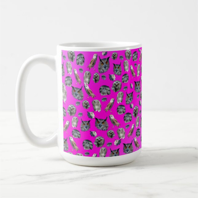 Caneca De Café Padrão de Corujas Rosa, (Esquerda)