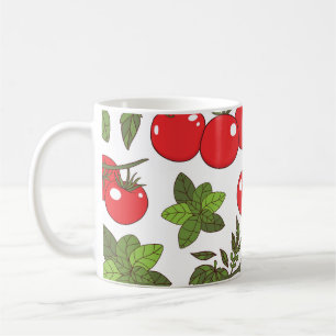 Caneca De Café Padrão de cozinha sem costura de tomate Basil