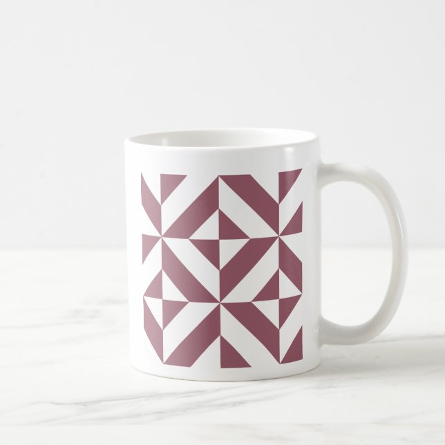 Caneca De Café Padrão de Cubo de Deco Geométrico de Plum (Direita)