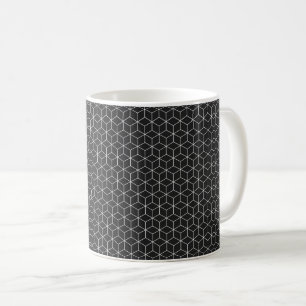 Caneca De Café Padrão de Cubo Geométrico Preto e Branco
