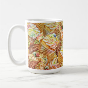 Caneca De Café Padrão de Cupcake bonito, Padrão de fundo do Cupca