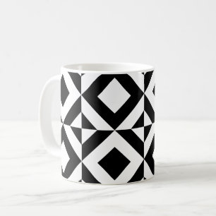 Caneca De Café Padrão de Decodificação de Arte Preto Branco Quadr