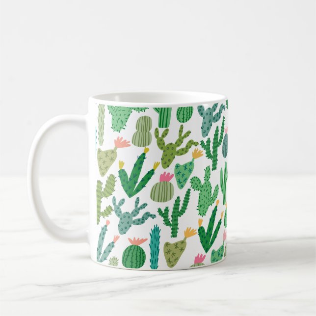 Caneca De Café padrão de desenho manual bonito de cacto cacto de  (Esquerda)