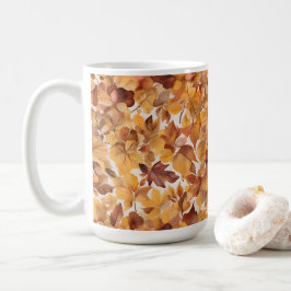 Caneca De Café Padrão De Design De Cores Folhosas