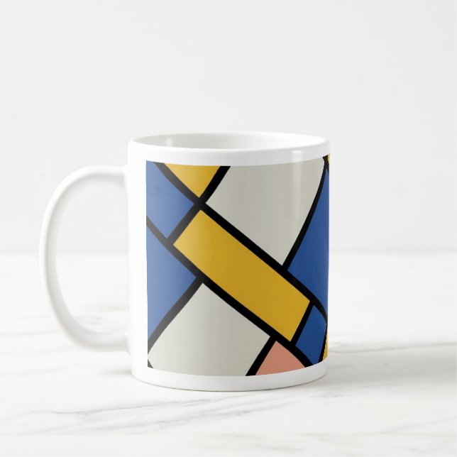 Caneca De Café padrão de design geométrico abstrato moderno em bl (Esquerda)