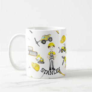 Caneca De Café Padrão de Despejo de Caminhão de Construção Amarel