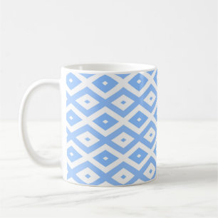 Caneca De Café Padrão de diamante azul e branco
