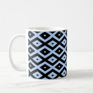 Caneca De Café Padrão de diamante azul pálido e preto
