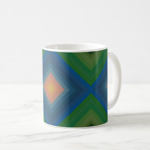 Caneca De Café Padrão de Diamante de Faixa de Cor da Pop da Arte