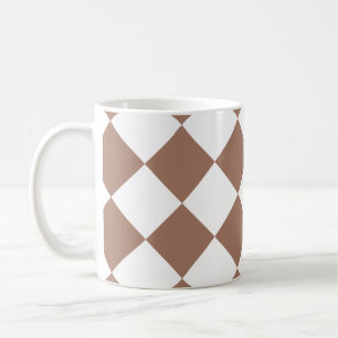 Caneca De Café Padrão de Diamante em Branco e Mocha Mousse