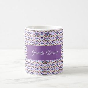 Caneca De Café Padrão de Diamante Geométrico Étnico Pastel Modern