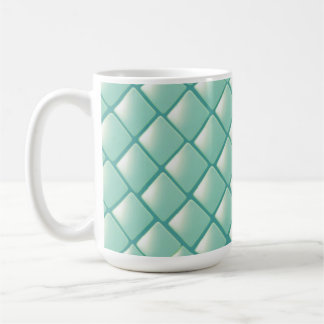 Caneca De Café Padrão de Diamante Matelassado Verde Azul