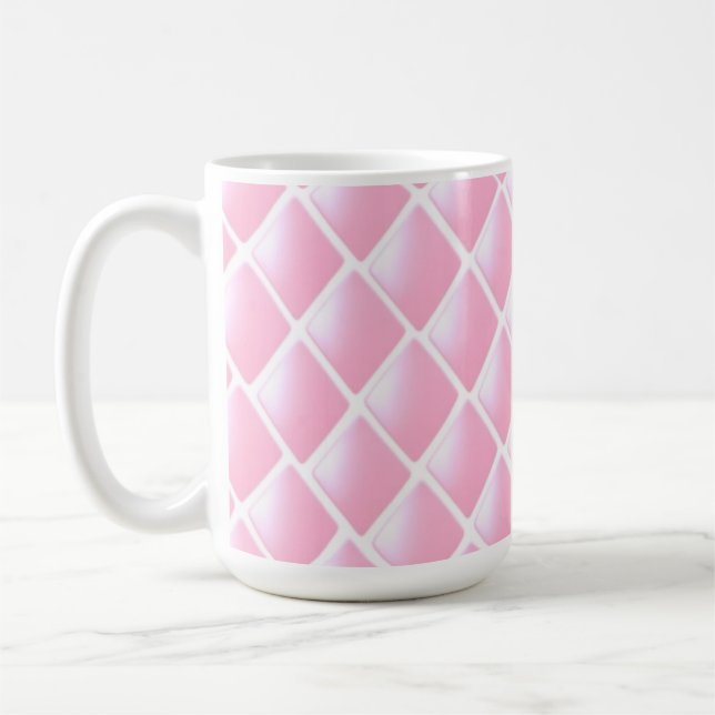 Caneca De Café Padrão de Diamante Pespontado Rosa (Esquerda)