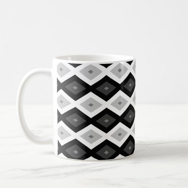 Caneca De Café Padrão de diamante preto, branco e cinza (Esquerda)