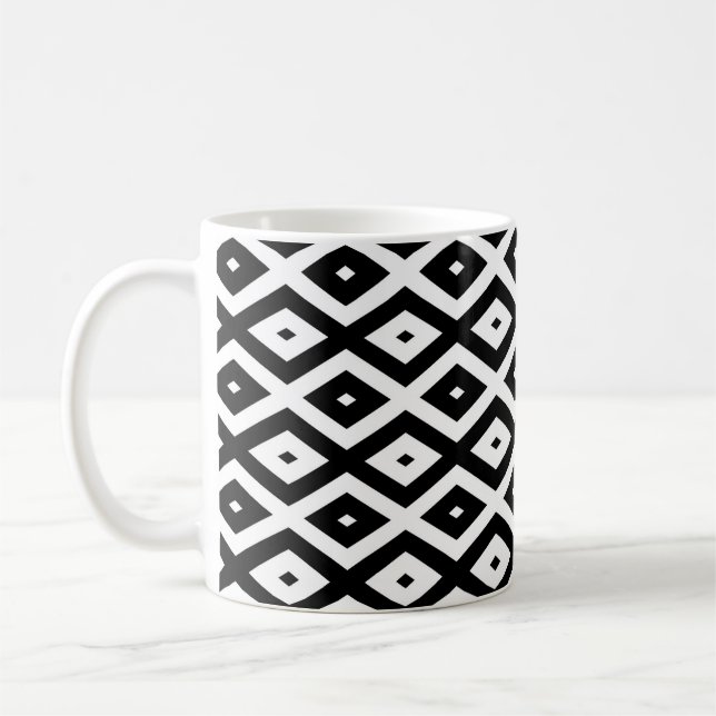 Caneca De Café Padrão de diamante preto e branco (Esquerda)