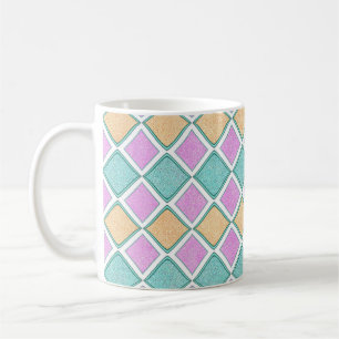 Caneca De Café Padrão de Diamante Prisma Harlequim Pastel