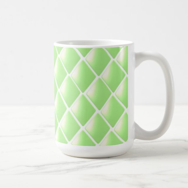 Caneca De Café Padrão de Diamante Rebordado Verde (Direita)