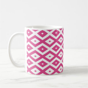 Caneca De Café Padrão de diamante rosa e branco