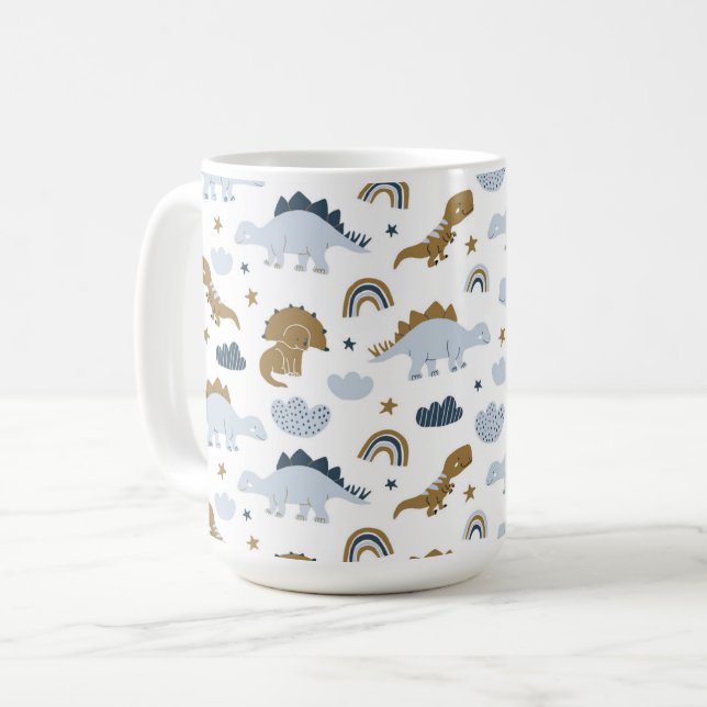 Caneca De Café Padrão de Dinossauro Cotovelo (Frente Esquerda)