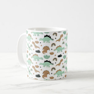 Caneca De Café Padrão de Dinossauro Verde da Casa Verde