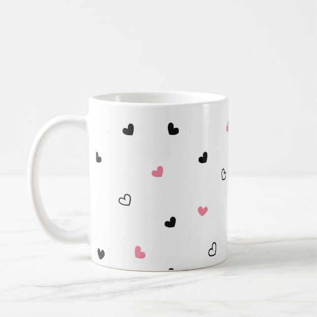 Caneca De Café Padrão de Doodle Cardíaca Invisível (Esquerda)