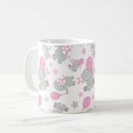 Caneca De Café Padrão De Elefantes, Elefantes Bonitos - Cinzas Ro