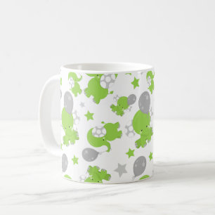 Caneca De Café Padrão De Elefantes Verdes, Elefantes Cutes, Estre