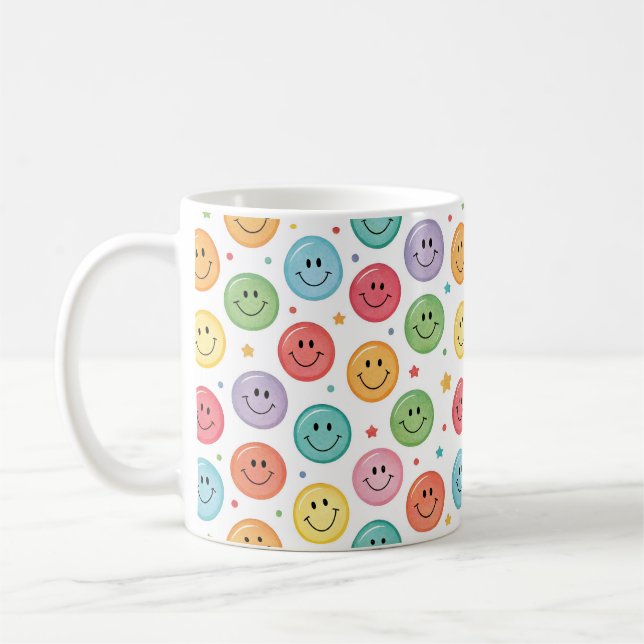 Caneca De Café Padrão de Emoji Sorridente (Esquerda)