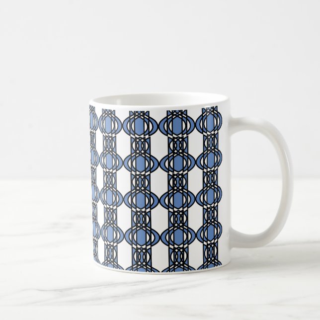 Caneca De Café Padrão de escaravelho Abstrato Azul do Mod Retro (Direita)