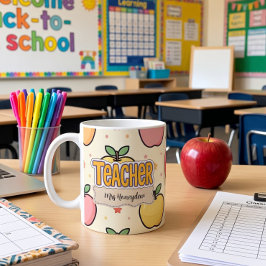 Caneca De Café Padrão de Escola de Maçã do Professor Amarelo 