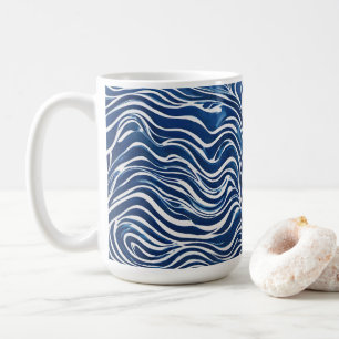 Caneca De Café Padrão de espiral branco azul 06
