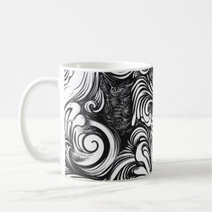 Caneca De Café Padrão de espiral preto e branco