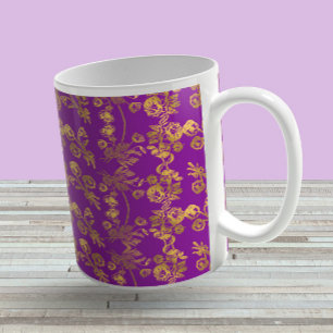Caneca De Café Padrão de espiral rústico Dourado da vinheta em ro