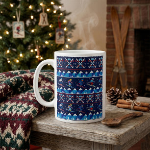 Caneca De Café Padrão de Esqui de Natal Feio de Férias