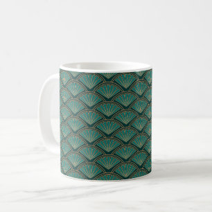 Caneca De Café Padrão de estilo Art Deco em cor verde real
