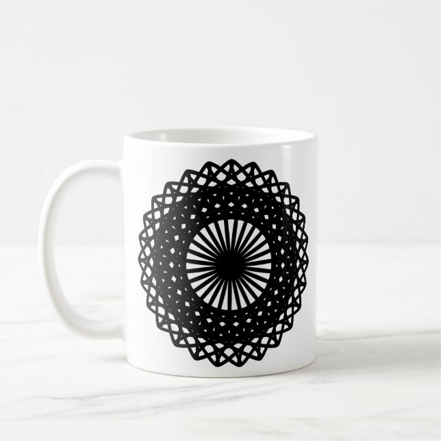Caneca De Café Padrão de estilo de rendas redondas pretas. (Esquerda)