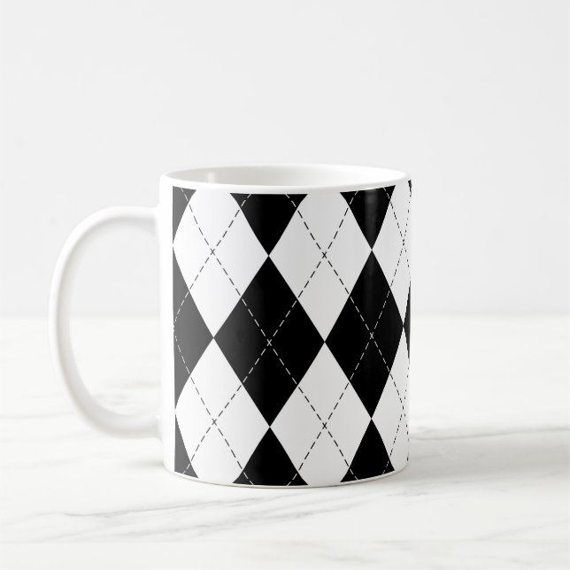 Caneca De Café Padrão de Estilo Geométrico Branco Preto (Esquerda)