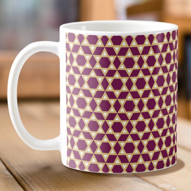 Caneca De Café Padrão de estrela na moda roxo, branco e Dourado (Criador carregado)