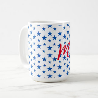 Caneca De Café Padrão de Estrela Personalizável Azul e Branco